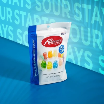 Albanese World's Best Sour 12 Flavor Gummi Bears Candy - 8oz 7 Albanese World's Best Sour 12 Flavor Gummi Bears Candy - 8oz - Image 5