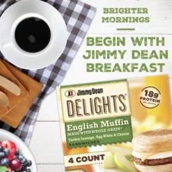 Jimmy Dean Delights Turkey Sausage, Egg Whites, & Cheese Frozen English Muffin - 4ct
