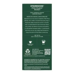Starbucks By Nespresso Original Line Pods Medium Roast Coffee Pike Place Roast - 10ct