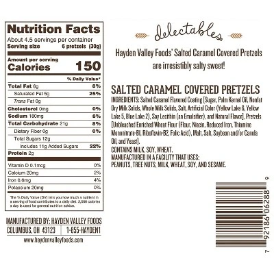 Hayden Valley Foods Salted Caramel Covered Pretzels | 5 Oz Bags (Pack Of 3) | No Artificial Flavors, Preservatives Or Colors 5 Hayden Valley Foods Salted Caramel Covered Pretzels | 5 Oz Bags (Pack Of 3) | No Artificial Flavors, Preservatives Or Colors - Image 3