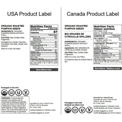 Organic Dry Roasted Pumpkin Seed Kernels - Non-GMO, Unsalted, Oven Roasted Whole Pepitas, Shelled, Vegan, Kosher 3 Organic Dry Roasted Pumpkin Seed Kernels - Non-GMO, Unsalted, Oven Roasted Whole Pepitas, Shelled, Vegan, Kosher