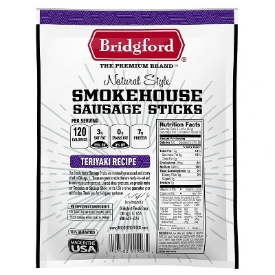 Bridgford Smokehouse Sausage Sticks Teriyaki 5 Oz - Gluten Free High Protein Smoked Sausage Sticks For A Variety Of Dietary Preferences 3 Bridgford Smokehouse Sausage Sticks Teriyaki 5 Oz - Gluten Free High Protein Smoked Sausage Sticks For A Variety Of Dietary Preferences