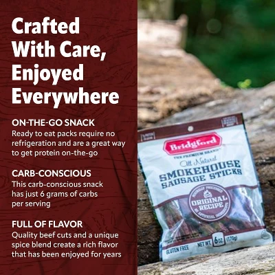 Bridgford Smokehouse Sausage Sticks Original 5 Oz - Gluten Free High Protein Smoked Sausage Sticks For A Variety Of Dietary Preferences 7 Bridgford Smokehouse Sausage Sticks Original 5 Oz - Gluten Free High Protein Smoked Sausage Sticks For A Variety Of Dietary Preferences - Image 5