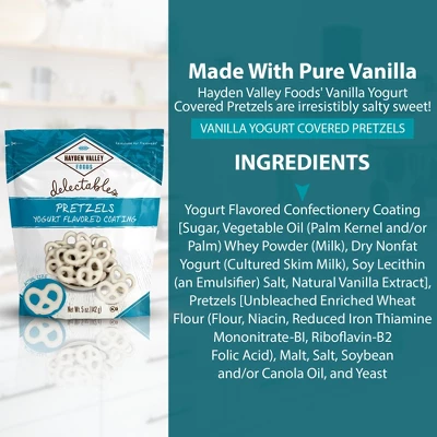 Hayden Valley Foods Vanilla Yogurt Covered Pretzels | 5 Oz Bags (Pack Of 3) | No Artificial Flavors, Preservatives Or Colors 3 Hayden Valley Foods Vanilla Yogurt Covered Pretzels | 5 Oz Bags (Pack Of 3) | No Artificial Flavors, Preservatives Or Colors