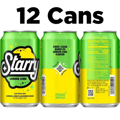 Starry Lemon Lime Soda - 12pk/12 Fl Oz Cans 3 Starry Lemon Lime Soda - 12pk/12 Fl Oz Cans