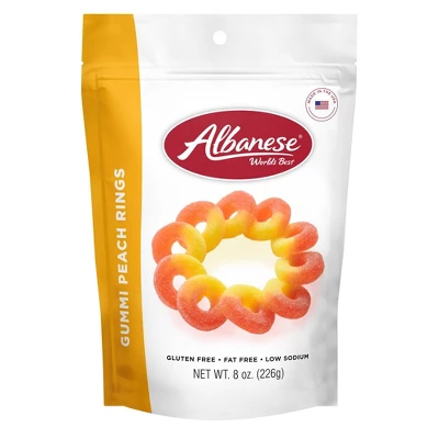 Albanese Worlds Best Candy Gummi Peach Rings - 8oz 8 Albanese Worlds Best Candy Gummi Peach Rings - 8oz - Image 6