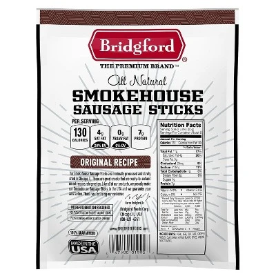 Bridgford Smokehouse Sausage Sticks Original 5 Oz - Gluten Free High Protein Smoked Sausage Sticks For A Variety Of Dietary Preferences 3 Bridgford Smokehouse Sausage Sticks Original 5 Oz - Gluten Free High Protein Smoked Sausage Sticks For A Variety Of Dietary Preferences