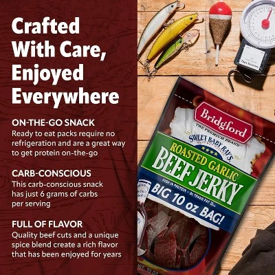 Bridgford Sweet Baby Ray’s Beef Jerky Roasted Garlic 10 Oz - High Protein Beef Jerky For Your Dietary Preferences & On-the-Go Snacking 7 Bridgford Sweet Baby Ray’s Beef Jerky Roasted Garlic 10 Oz - High Protein Beef Jerky For Your Dietary Preferences & On-the-Go Snacking - Image 5