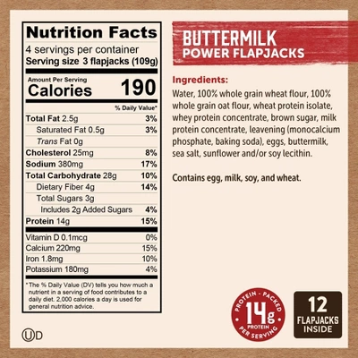 Kodiak Protein-Packed Power Flapjacks Buttermilk Frozen Pancakes - 12ct 6 Kodiak Protein-Packed Power Flapjacks Buttermilk Frozen Pancakes - 12ct - Image 4