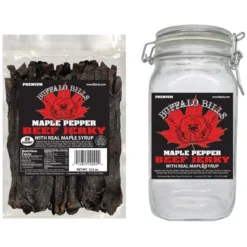 Buffalo Bills Maple Pepper Beef Jerky 1 Bag Starter Kit (1 Bag And 1 Jar)