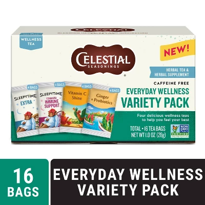 Celestial Seasonings® Celestial Seasonings Sleepytime Everyday Wellness Variety Pack Herbal Tea Bags - Caffeine Free - 16ct 4 Celestial Seasonings® Celestial Seasonings Sleepytime Everyday Wellness Variety Pack Herbal Tea Bags - Caffeine Free - 16ct - Image 2