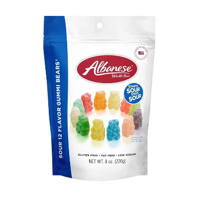 Albanese World's Best Sour 12 Flavor Gummi Bears Candy - 8oz 13 Albanese World's Best Sour 12 Flavor Gummi Bears Candy - 8oz - Image 11