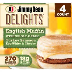 Jimmy Dean Delights Turkey Sausage, Egg Whites, & Cheese Frozen English Muffin - 4ct 17 Jimmy Dean Delights Turkey Sausage, Egg Whites, & Cheese Frozen English Muffin - 4ct -Food Sale Stores GUEST 63f57c7d d541 44fd a1c5 e383a194393f
