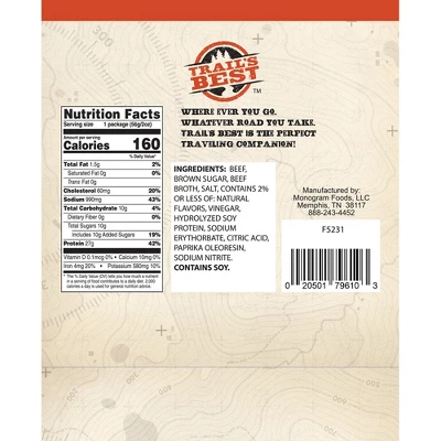 Trail's Best Original Beef Jerky 2oz Packs - 6 Packs 4 Trail's Best Original Beef Jerky 2oz Packs - 6 Packs - Image 2