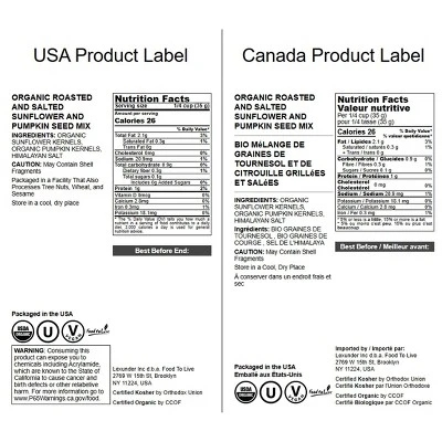 Organic Roasted And Salted Sunflower And Pumpkin Seed Mix - By Food To Live 3 Organic Roasted And Salted Sunflower And Pumpkin Seed Mix - By Food To Live