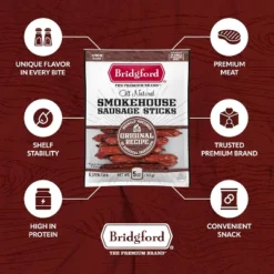 Bridgford Smokehouse Sausage Sticks Hot & Spicy 5 Oz - Gluten Free High Protein Smoked Sausage Sticks For Many Dietary Preferences -Food Sale Stores GUEST 7936ba65 25c7 4e87 88e3 c59d1a90c9ef