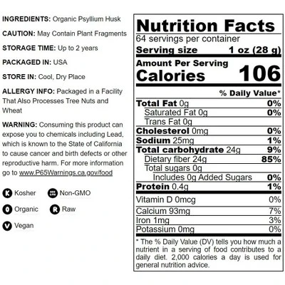 Organic Whole Psyllium Husks - By Food To Live 5 Organic Whole Psyllium Husks - By Food To Live - Image 3