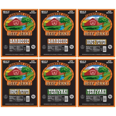 Buffalo Bills 6-ct Tangy & Sweet Country Cut Beef Jerky Sampler - Six 2.6oz Packs 3 Buffalo Bills 6-ct Tangy & Sweet Country Cut Beef Jerky Sampler - Six 2.6oz Packs