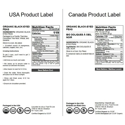 Organic Black-Eyed Peas - Raw Dried Cow Peas, Non-GMO, Bulk Beans, Product Of The USA - By Food To Live 4 Organic Black-Eyed Peas - Raw Dried Cow Peas, Non-GMO, Bulk Beans, Product Of The USA - By Food To Live - Image 2