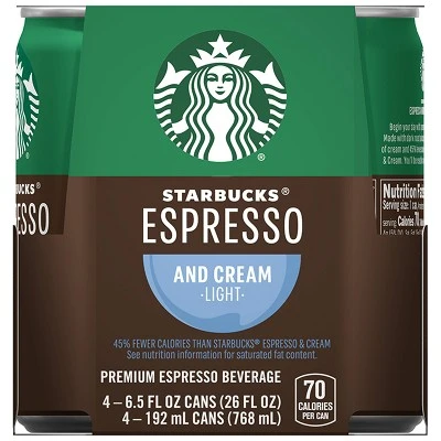 Starbucks Doubleshot Espresso Light Premium Coffee Drink - 4pk/6.5 Fl Oz Cans 6 Starbucks Doubleshot Espresso Light Premium Coffee Drink - 4pk/6.5 Fl Oz Cans - Image 4