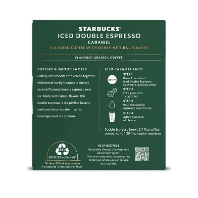 Starbucks By Nespresso Vertuo Line Iced Double Espresso Caramel Flavored Light Roast Coffee Pods 10 Starbucks By Nespresso Vertuo Line Iced Double Espresso Caramel Flavored Light Roast Coffee Pods - Image 8