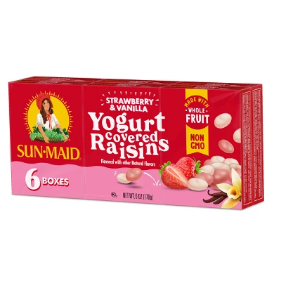 Sun-Maid Strawberry & Vanilla Yogurt Covered Raisins - 1oz / 6ct 5 Sun-Maid Strawberry & Vanilla Yogurt Covered Raisins - 1oz / 6ct - Image 3