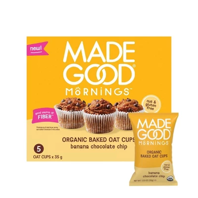 MadeGood Snack Bars Banana Chocolate Chip Oat Cups - 1.23oz/5ct 9 MadeGood Snack Bars Banana Chocolate Chip Oat Cups - 1.23oz/5ct - Image 7