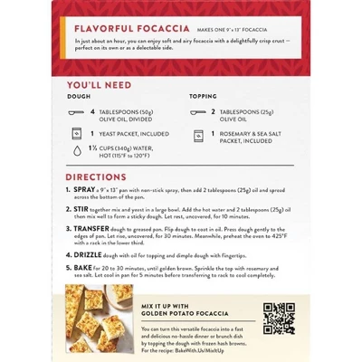 King Arthur Crisp And Airy Focaccia Mix Kit - 18.4oz 4 King Arthur Crisp And Airy Focaccia Mix Kit - 18.4oz - Image 2