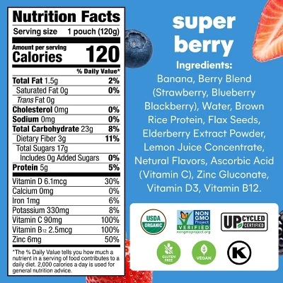 NOKA Superfood Smoothie Fruit Super Berry Single Pouch - 4.22oz 3 NOKA Superfood Smoothie Fruit Super Berry Single Pouch - 4.22oz