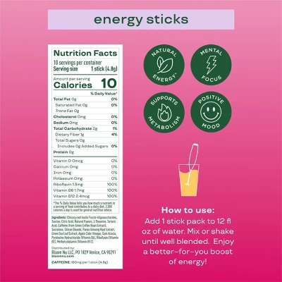 BLOOM NUTRITION Natural Energy Stick Packs Strawberry Watermelon - 10pk 5 BLOOM NUTRITION Natural Energy Stick Packs Strawberry Watermelon - 10pk - Image 3