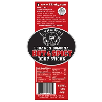 Buffalo Bills 1-lb Pack Hot & Spicy Lebanon Bologna Sticks (Pennsylvania Dutch Hot Beef Sticks) 3 Buffalo Bills 1-lb Pack Hot & Spicy Lebanon Bologna Sticks (Pennsylvania Dutch Hot Beef Sticks)