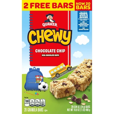 Quaker Chewy Chocolate Chip Granola Bars Bonus Pack - 16.9oz/20ct 4 Quaker Chewy Chocolate Chip Granola Bars Bonus Pack - 16.9oz/20ct - Image 2