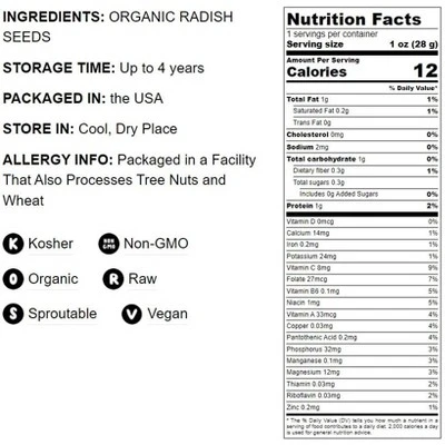 Organic Radish Seeds - By Food To Live 3 Organic Radish Seeds - By Food To Live