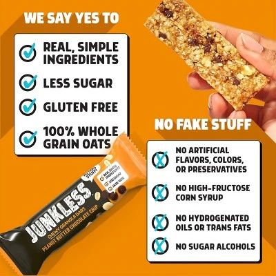 JUNKLESS Peanut Butter Chocolate Chip Chewy Granola Bar - 1.1oz 6 JUNKLESS Peanut Butter Chocolate Chip Chewy Granola Bar - 1.1oz - Image 4