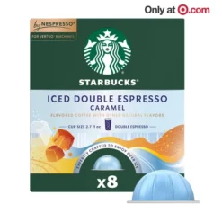 Starbucks By Nespresso Vertuo Line Iced Double Espresso Caramel Flavored Light Roast Coffee Pods