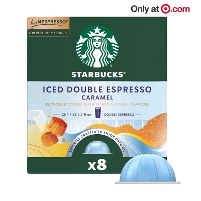 Starbucks By Nespresso Vertuo Line Iced Double Espresso Caramel Flavored Light Roast Coffee Pods 3 Starbucks By Nespresso Vertuo Line Iced Double Espresso Caramel Flavored Light Roast Coffee Pods