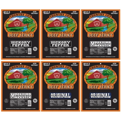 Buffalo Bills 6-ct Traditional Country Cut Beef Jerky Sampler - Six 2.6oz Packs 3 Buffalo Bills 6-ct Traditional Country Cut Beef Jerky Sampler - Six 2.6oz Packs