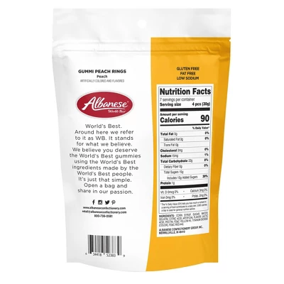 Albanese Worlds Best Candy Gummi Peach Rings - 8oz 3 Albanese Worlds Best Candy Gummi Peach Rings - 8oz