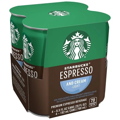 Starbucks Doubleshot Espresso Light Premium Coffee Drink - 4pk/6.5 Fl Oz Cans 4 Starbucks Doubleshot Espresso Light Premium Coffee Drink - 4pk/6.5 Fl Oz Cans - Image 2